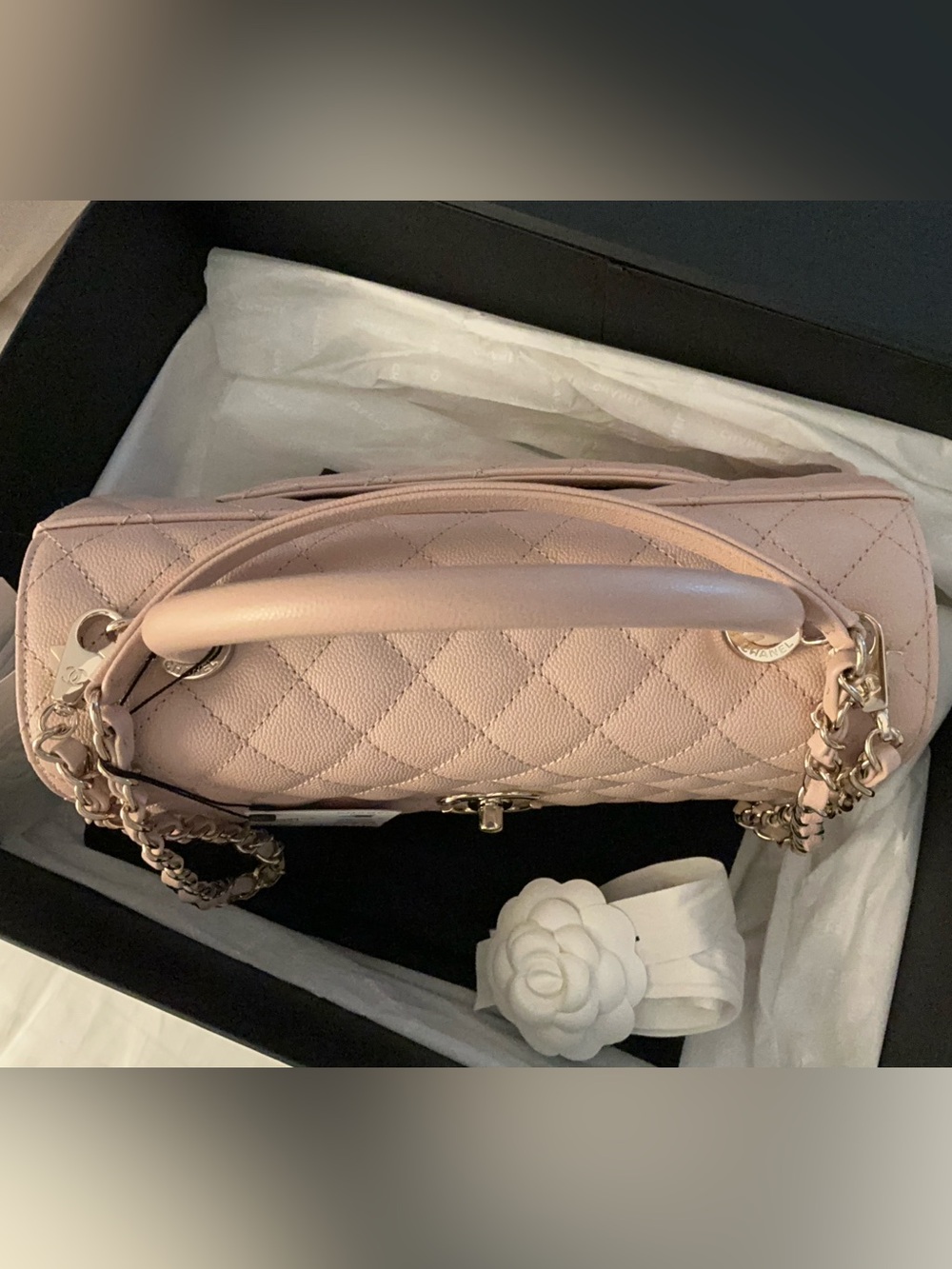 NIB CHANEL Coco Handle 21A Pink Caviar Leather Light Gold HW Medium Handbag NWT - Picture 10 of 10